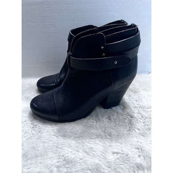 Rag & Bone Harrow Black Ankle Booties With Chunky Heel & Buckle Strap women size - Picture 9 of 9